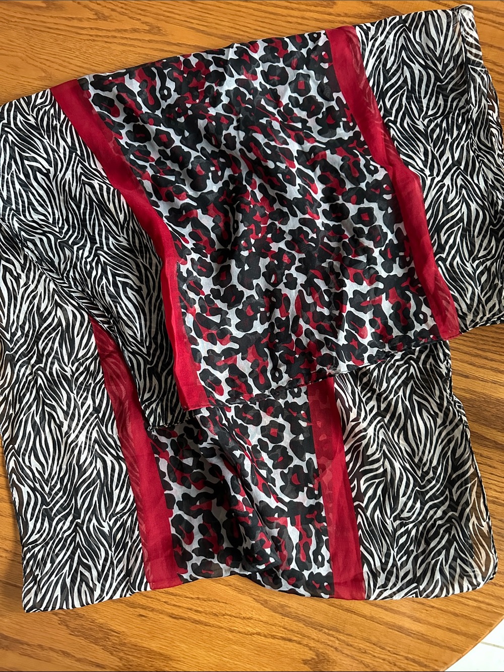 Red & Black Animal Print Lightweight Women's Scarf